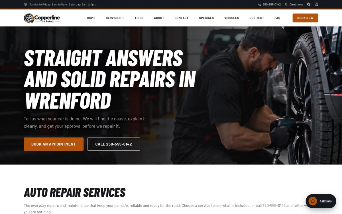 Copperline Tire & Auto demo site