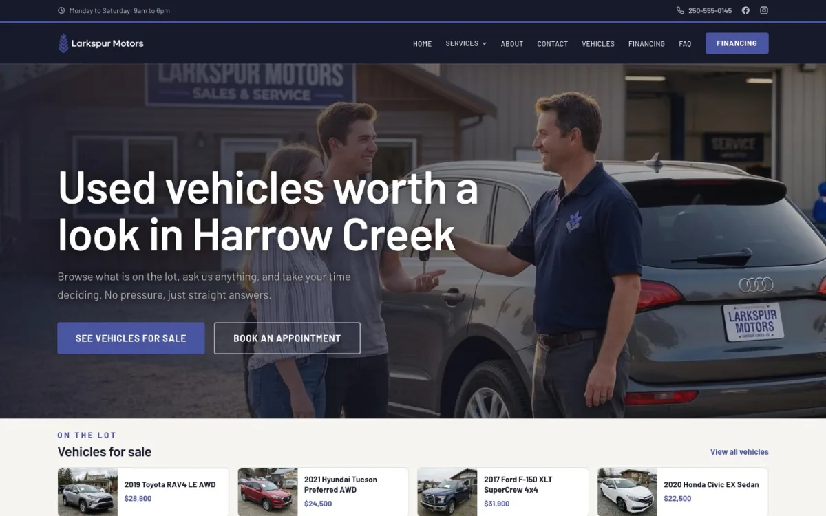 Larkspur Motors demo site